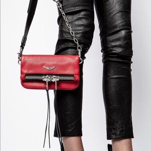 NEW Zadig & Voltaire Nano Red Leather Crossbody Bag